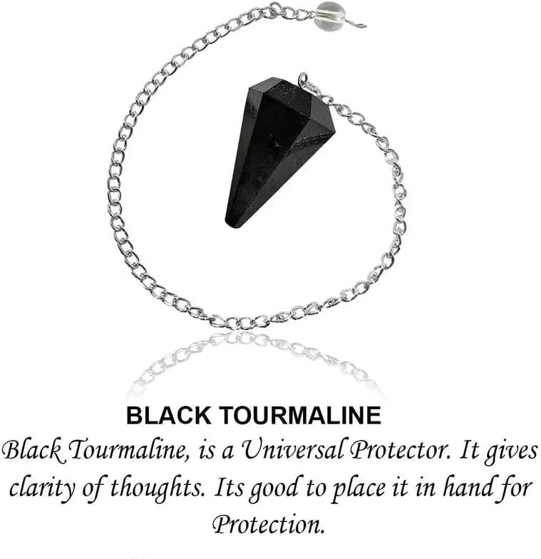 Aleafa Armlet Black Tourmaline Dowser 6 Faceted Pendulum Crystal