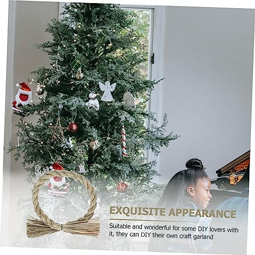 3pcs Khaki Straw Wreath Frames for Christmas Decor