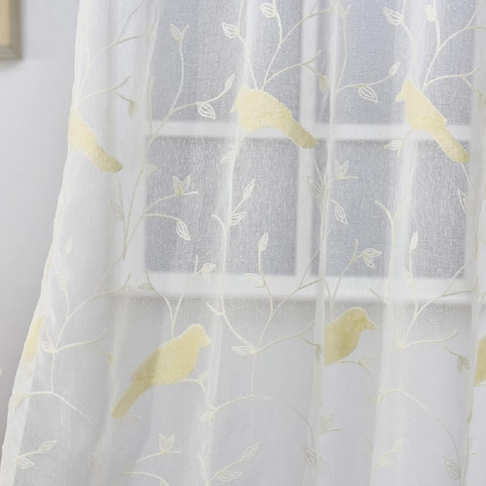 White Bridal Pattern Embroidered Semi Sheer Curtain Panel