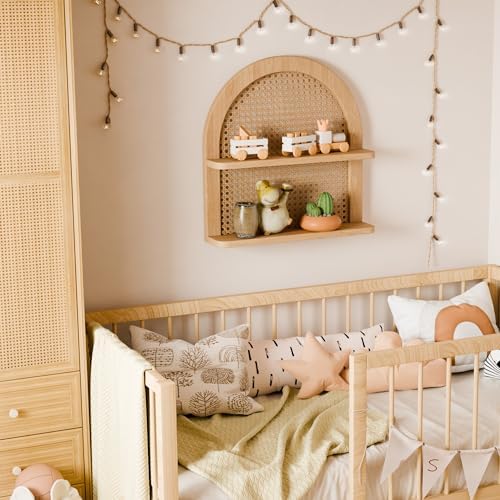 Eostbe 2-Tier Rattan Wall Shelf Boho Decor