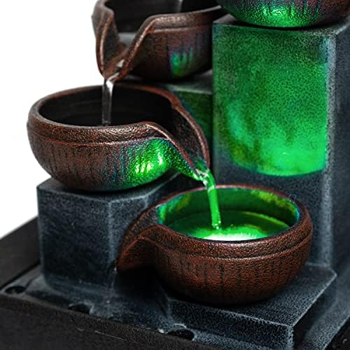 Fathers Den Tabletop Water Fountain with LED Lights and Calming Sounds
