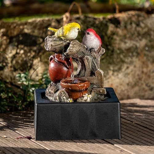 Teresas Collections Tabletop Water Fountain with LED Light and Pump