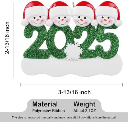 Personalized Family Christmas Ornament Snowman 4 Person