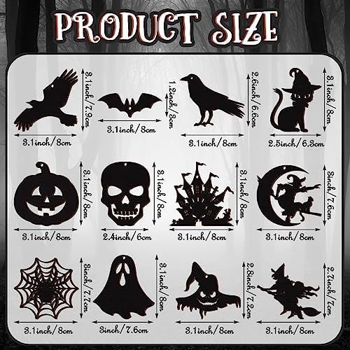 Tradder Halloween 36 Pcs Wood Hanging Ornaments Set