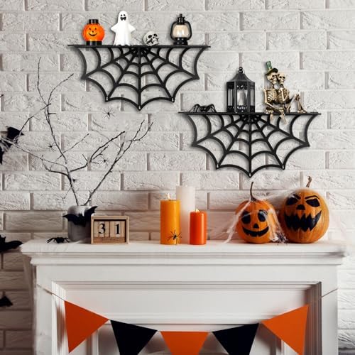 Geetery 3 Piece Gothic Spider Web Wall Shelves
