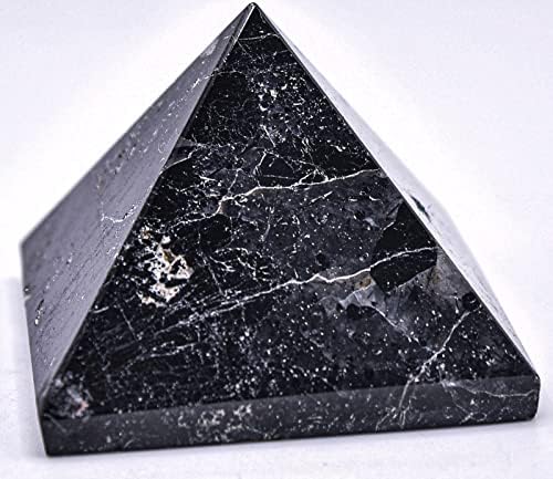 49mm Black Tourmaline Schorl Pyramid Gemstone with Clear Quartz Cabochon