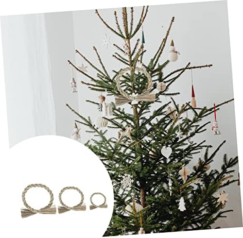 3pcs Khaki Straw Wreath Frames for Christmas Decor