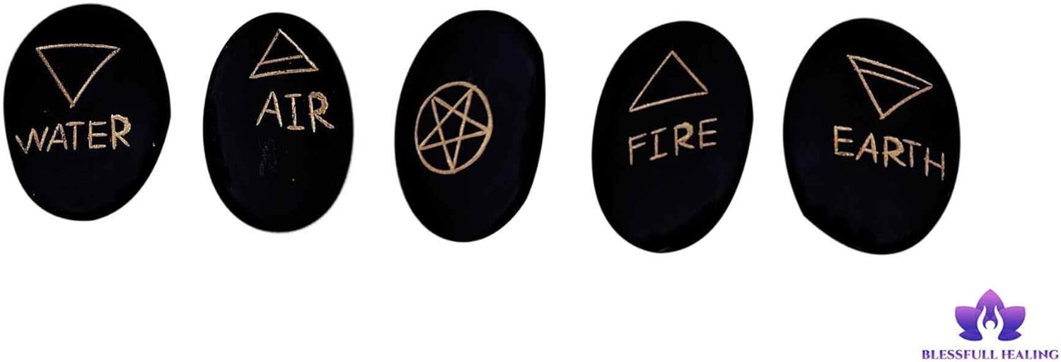 Black Onyx 5 Element Stones Set for Healing