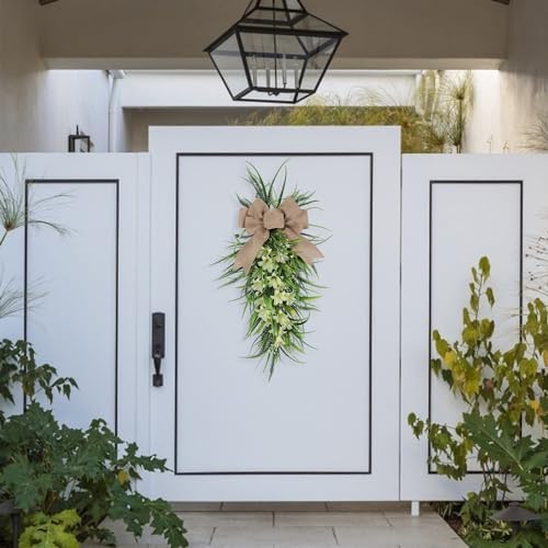 MSUIINT Artificial Lilies Teardrop Wreath Decor
