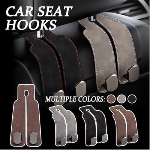 Twinhook Leather Car Headrest Hangers Brown 2pcs