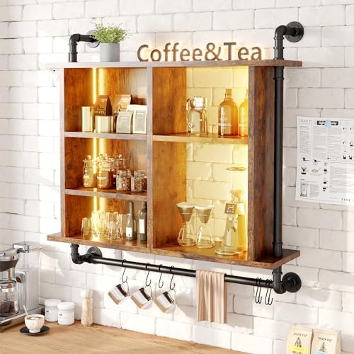 REIBII Wall Floating Shelves with LED Light