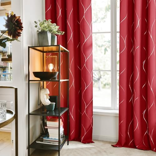 Deconovo Blackout Curtains - Silver Wave Pattern 2 Panels