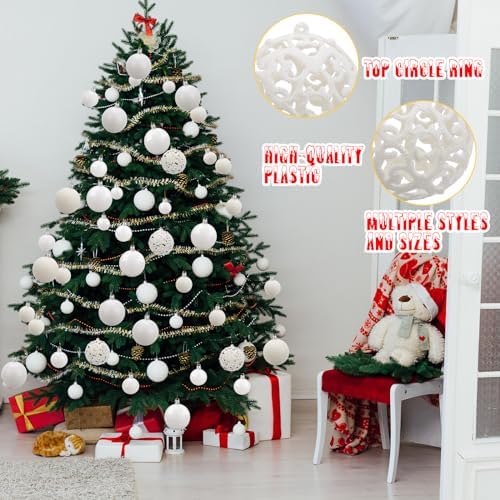Yunsailing 100 Pcs White Christmas Ball Ornaments Set