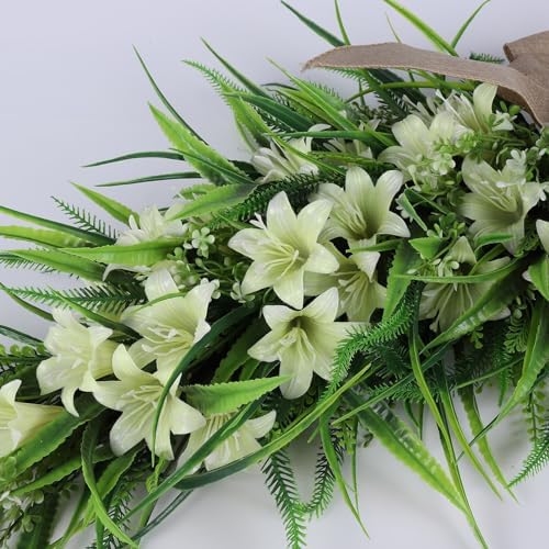 MSUIINT Artificial Lilies Teardrop Wreath Decor