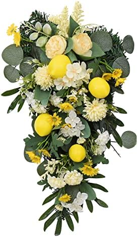 Artificial Lemon Teardrop Wreath for Christmas Decor
