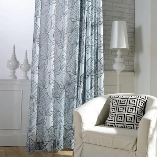 Iuokuby Simple European Style Semi Sheer Curtain Panel Blue