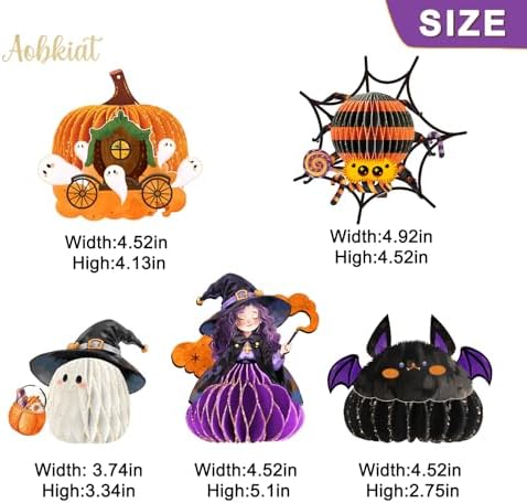 AOBKIAT Halloween Hanging Decorations 5PCS Gold Glitter Ornaments