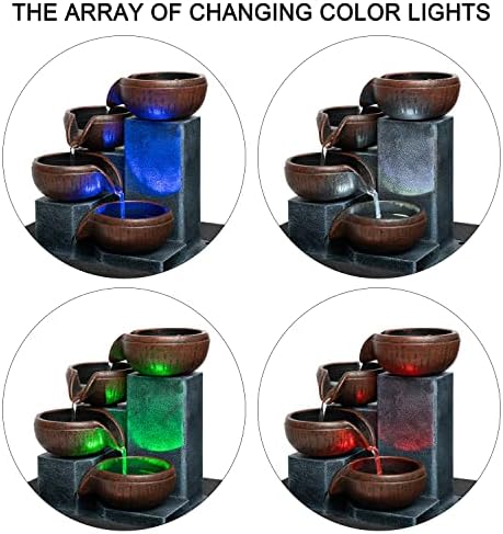 Fathers Den Tabletop Water Fountain with LED Lights and Calming Sounds