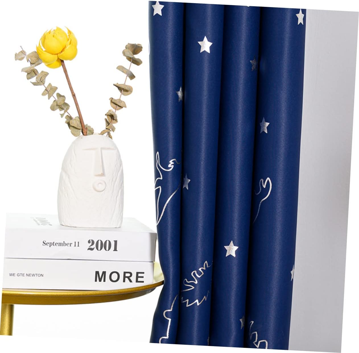 1 Pair Adorable Dinosaur Printed Curtains for Home Navy Blue