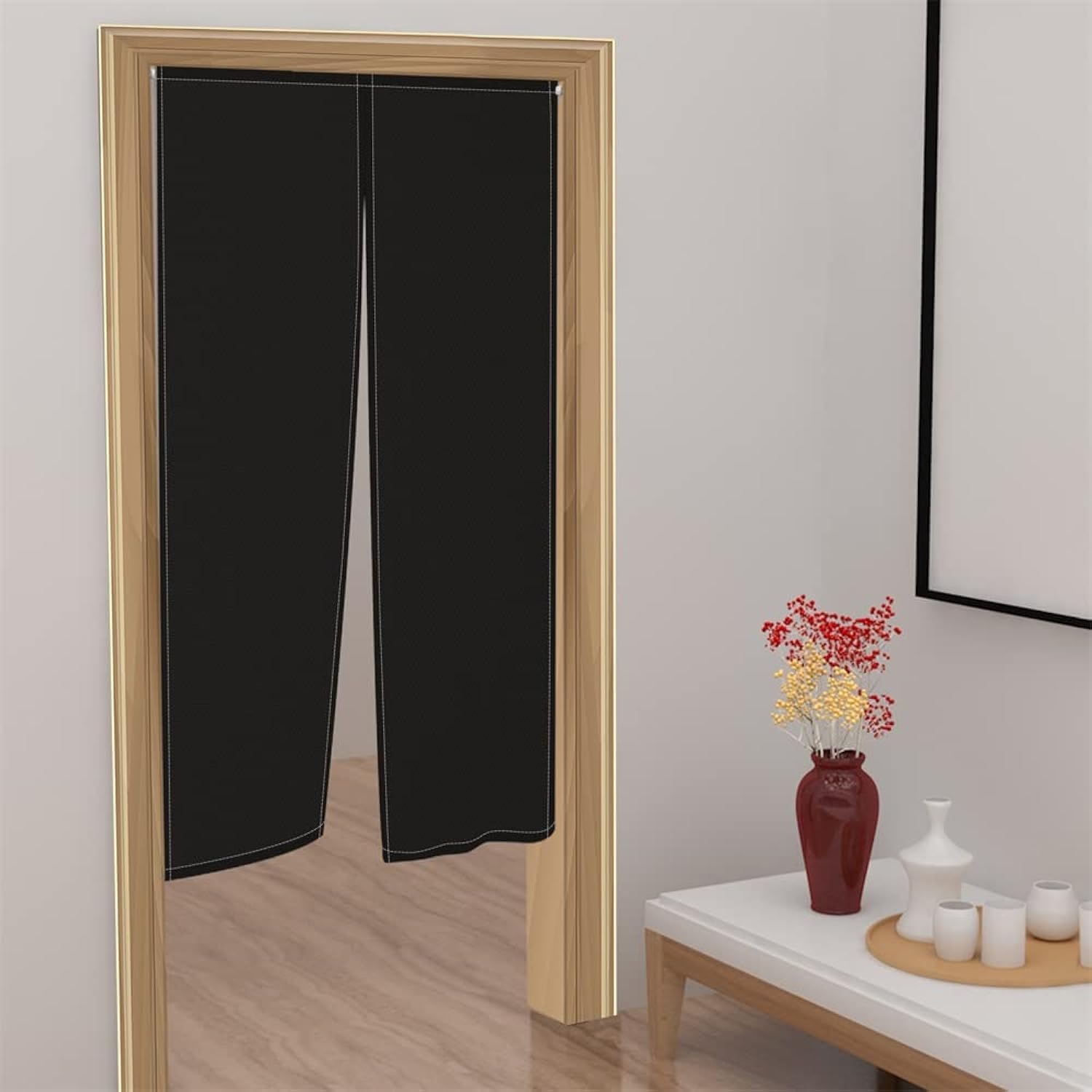 Leowefowa Noren Curtain 335x472 Black Privacy Panel