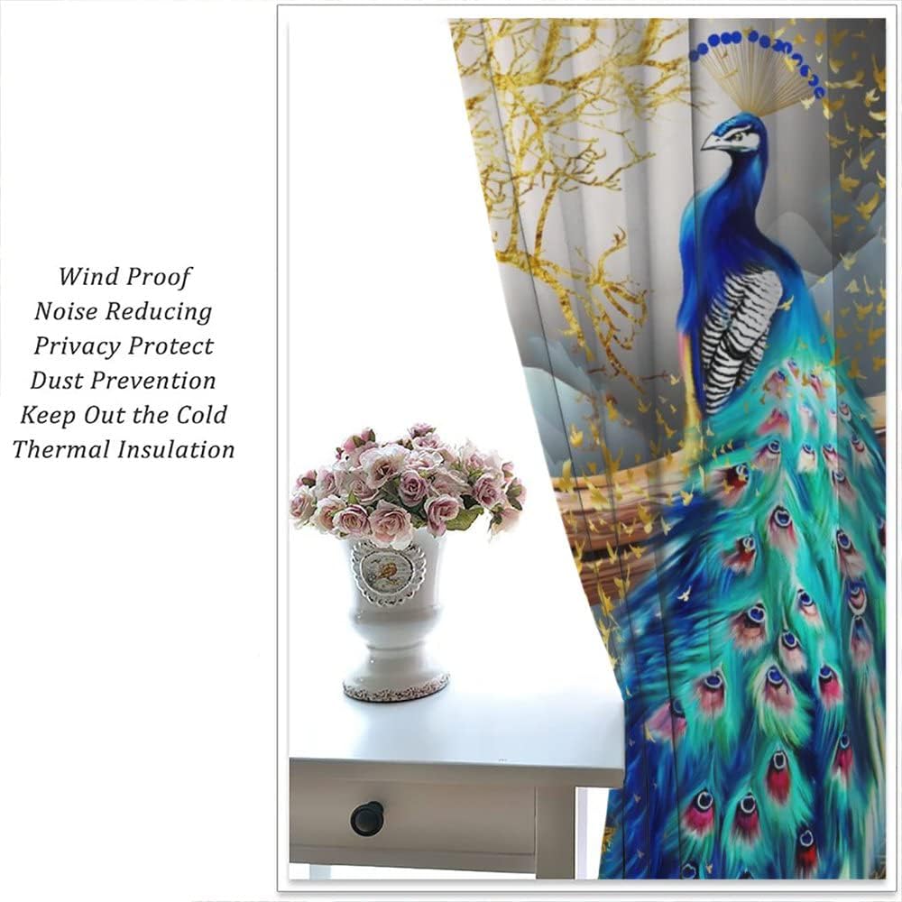Peacock Curtains with Golden Butterfly Design