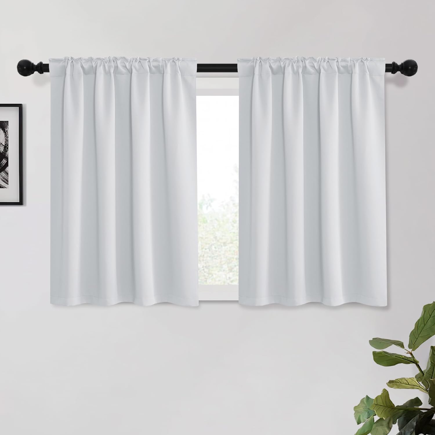 KGORGE 45 Inch Curtains 2 Panels Greyish White