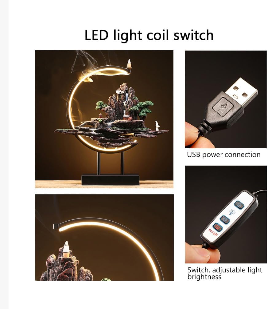 TXYXT Backflow Incense Burner with LED Light Ring