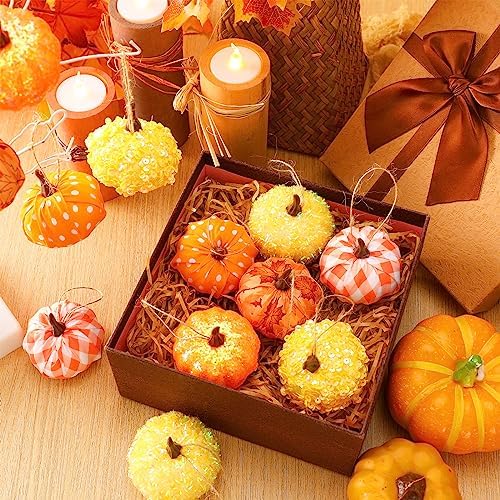 Libima 12 Pcs Plastic Mini Pumpkin Hanging Decor
