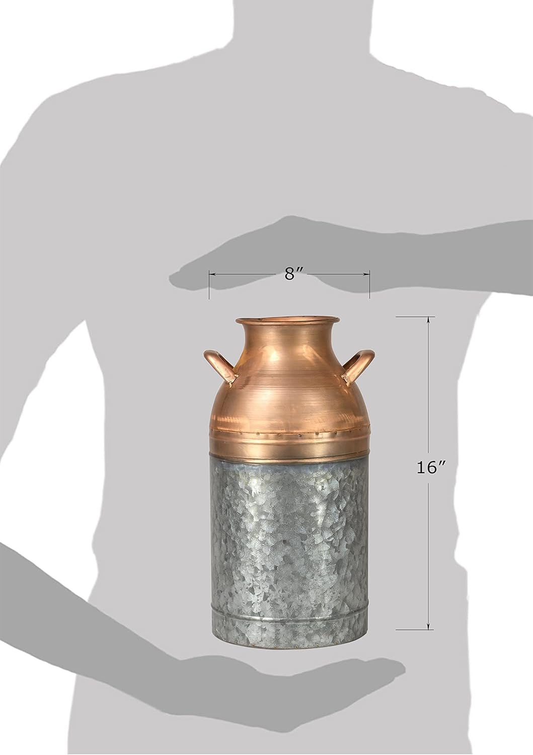Red Co 16 Tall Two-Tone Copper Metal Jug Vase with Handles