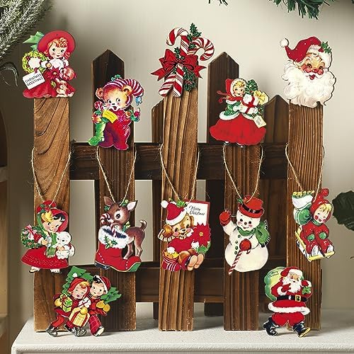 24 Pcs Christmas Wood Hanging Ornaments
