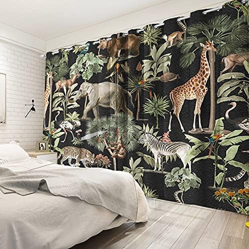 Yeele Animal Curtains Jungle Wildlife 3D Print Grommet Panels
