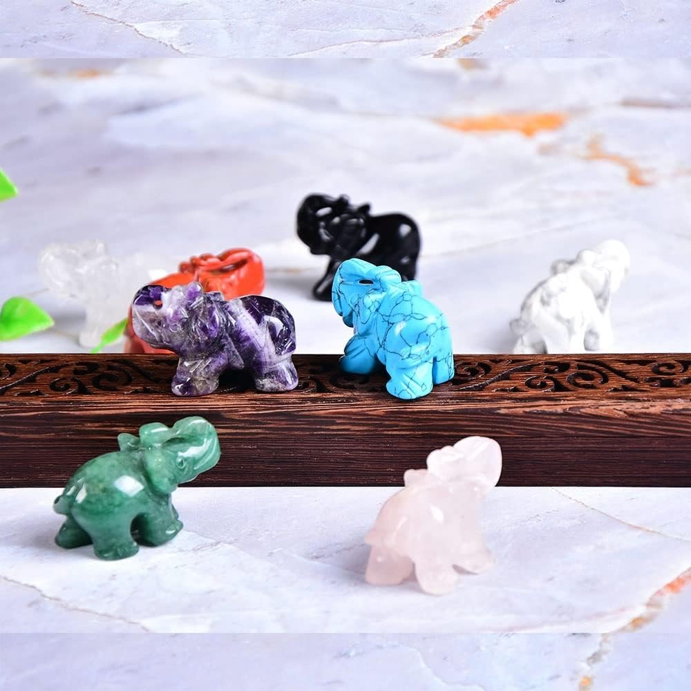 AtkitS Crystal Elephant Amethyst Obsidian Home Decor