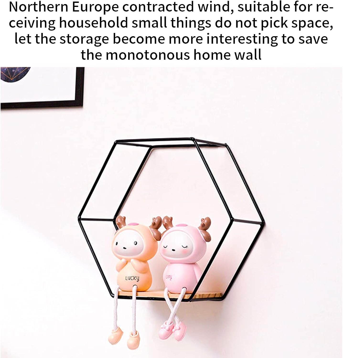 Black Wall Mounted Hexagonal Floating Shelves Set of 3