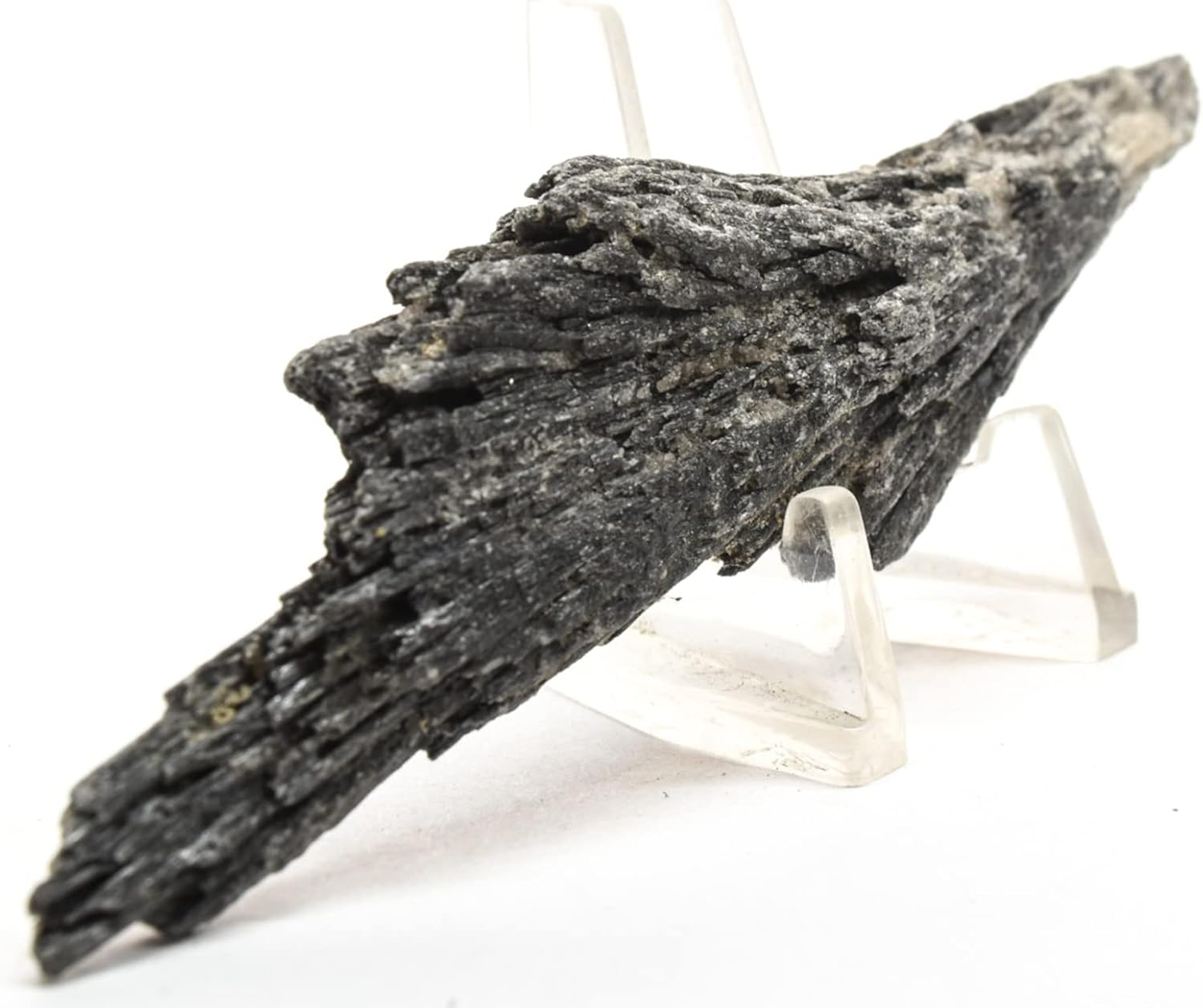 100mm Black Kyanite Feather Blades with Clear Mica Cluster - Brazil