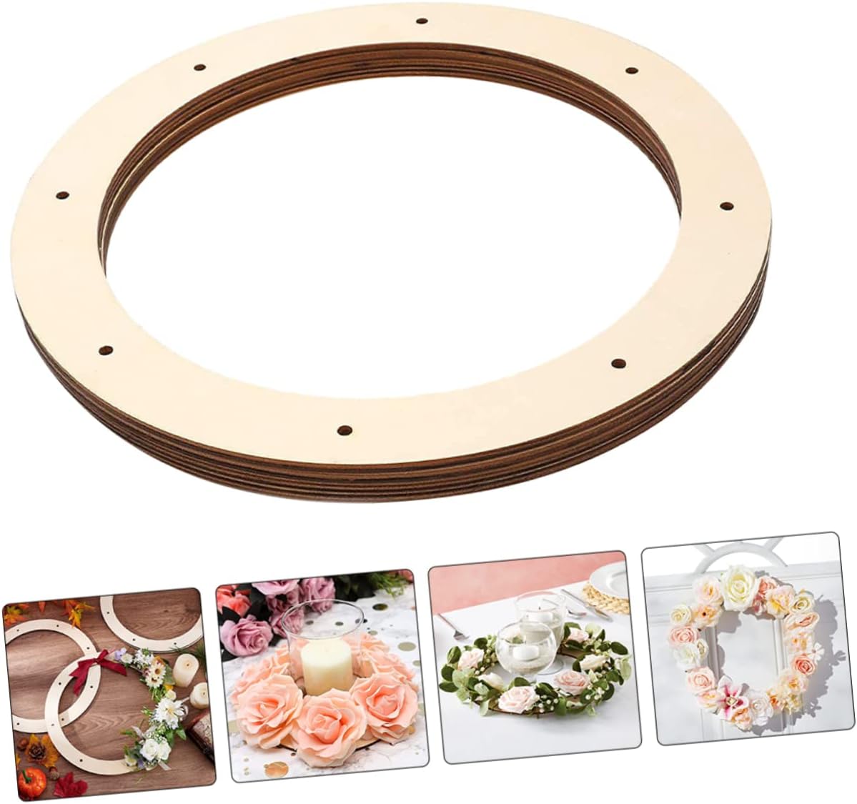 CIMAXIC 2pcs Wooden Ring Wreath Frame for DIY Decorations
