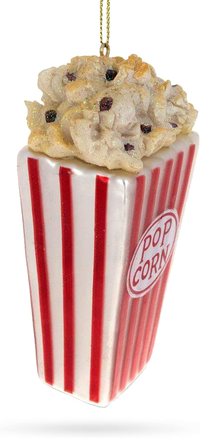 Popcorn Bucket Movie Enthusiast Glass Christmas Ornament