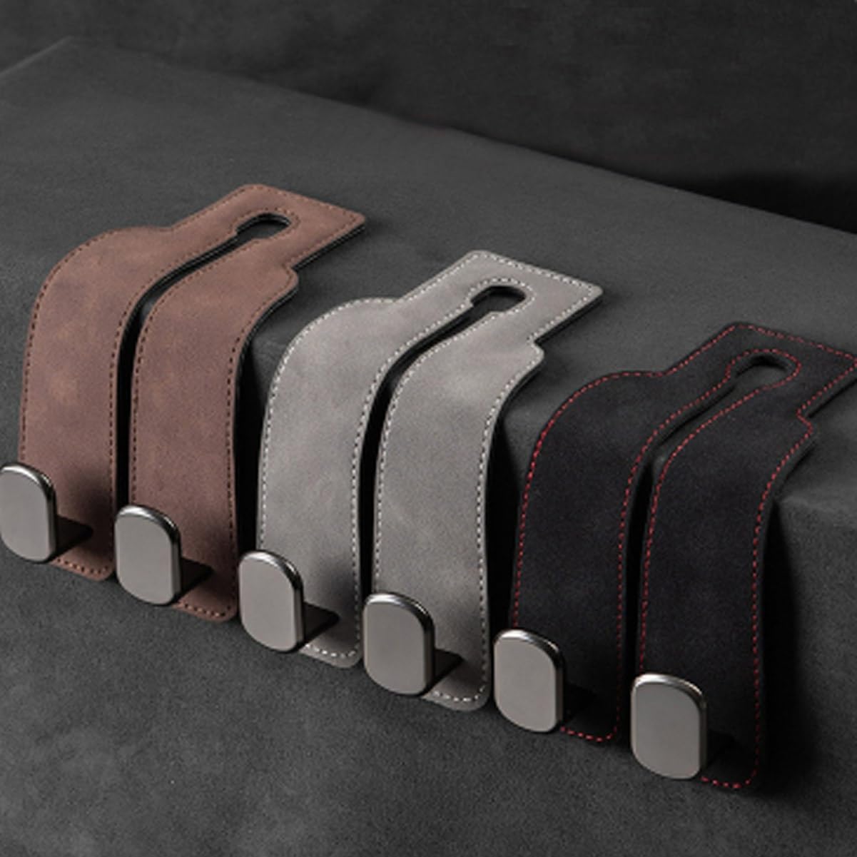 Twinhook Leather Car Headrest Hangers Brown 2pcs
