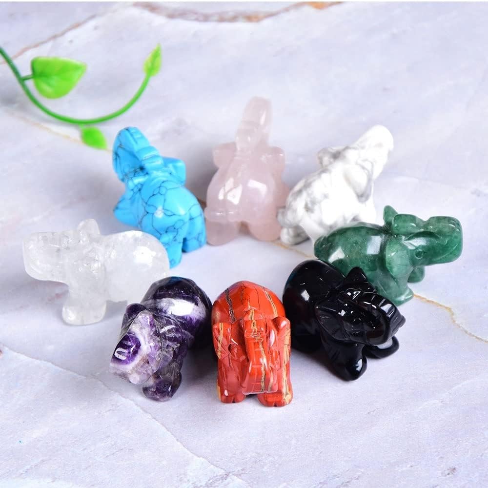 AtkitS Crystal Elephant Amethyst Obsidian Home Decor