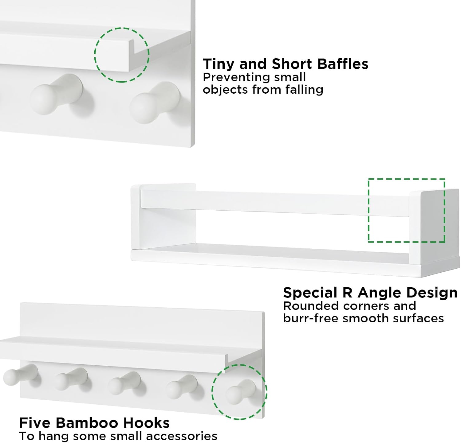 Ollieroo Set of Four Floating Book Shelves for Wall
