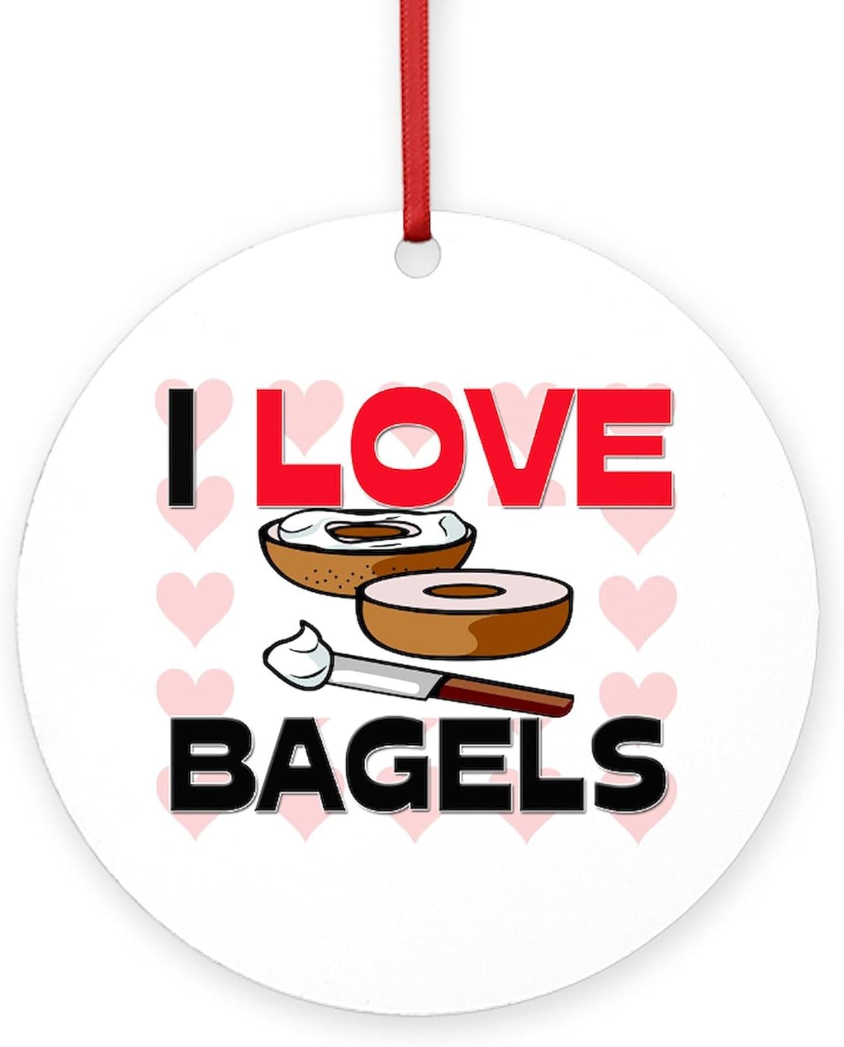 I Love Bagels Round 4 Inch MDF Holiday Ornament