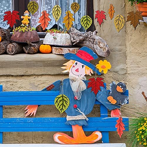 Jetec 24 Pcs Fall Wooden Leaves Hanging Decorations