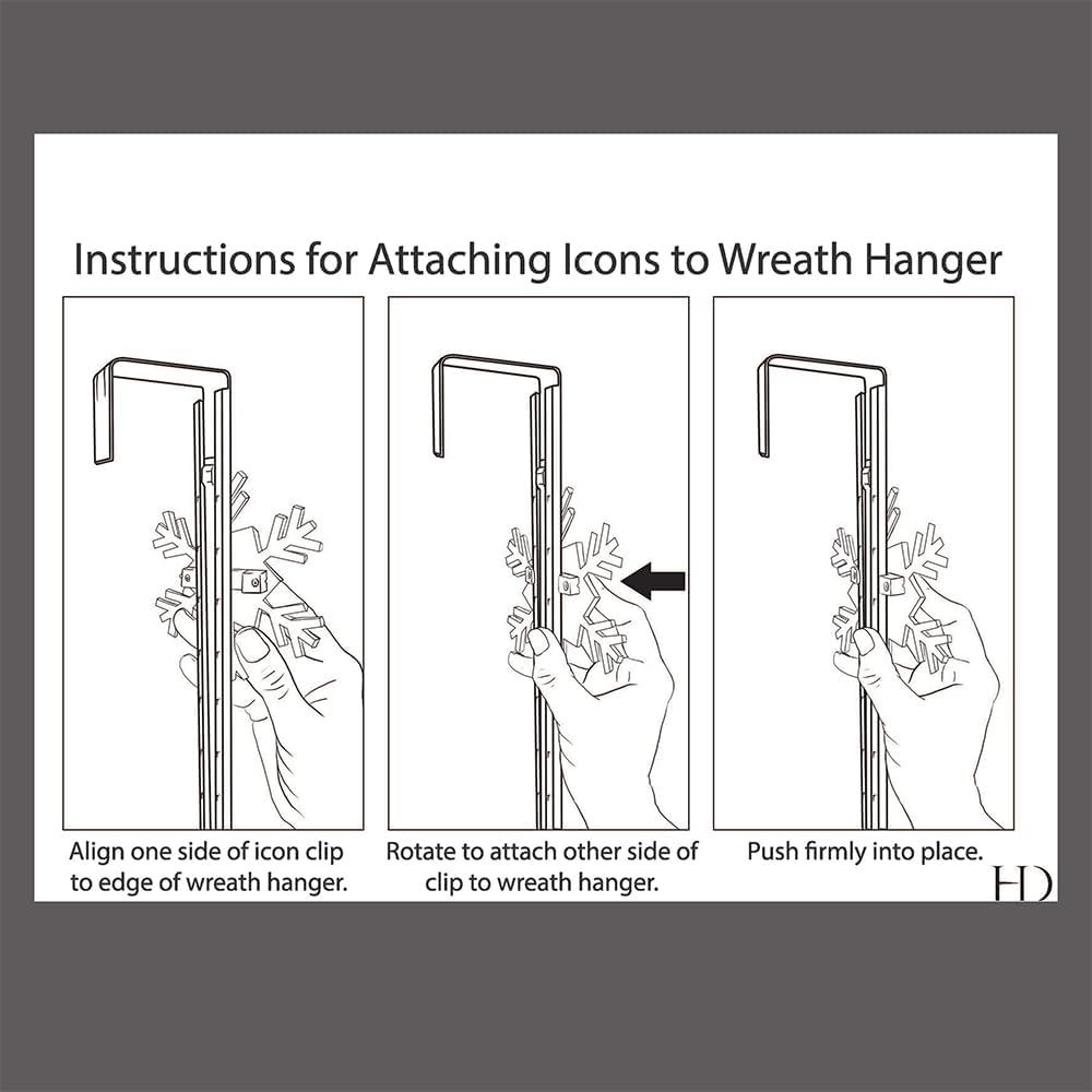 Haute Decor Adjustable Length Wreath Hanger with Interchangeable Icons