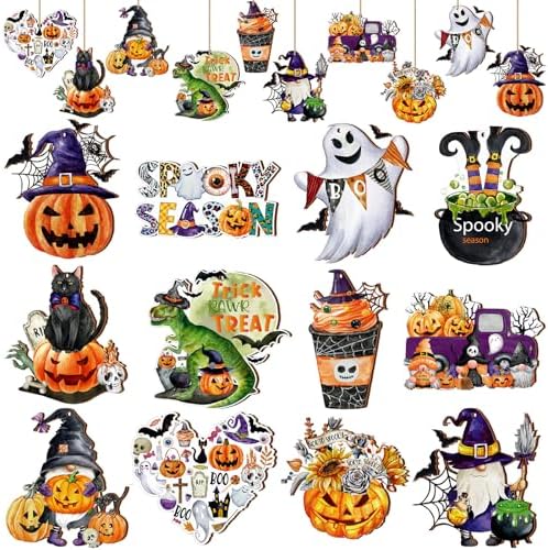 36 Pcs Halloween Wood Hanging Ornaments 12 Styles