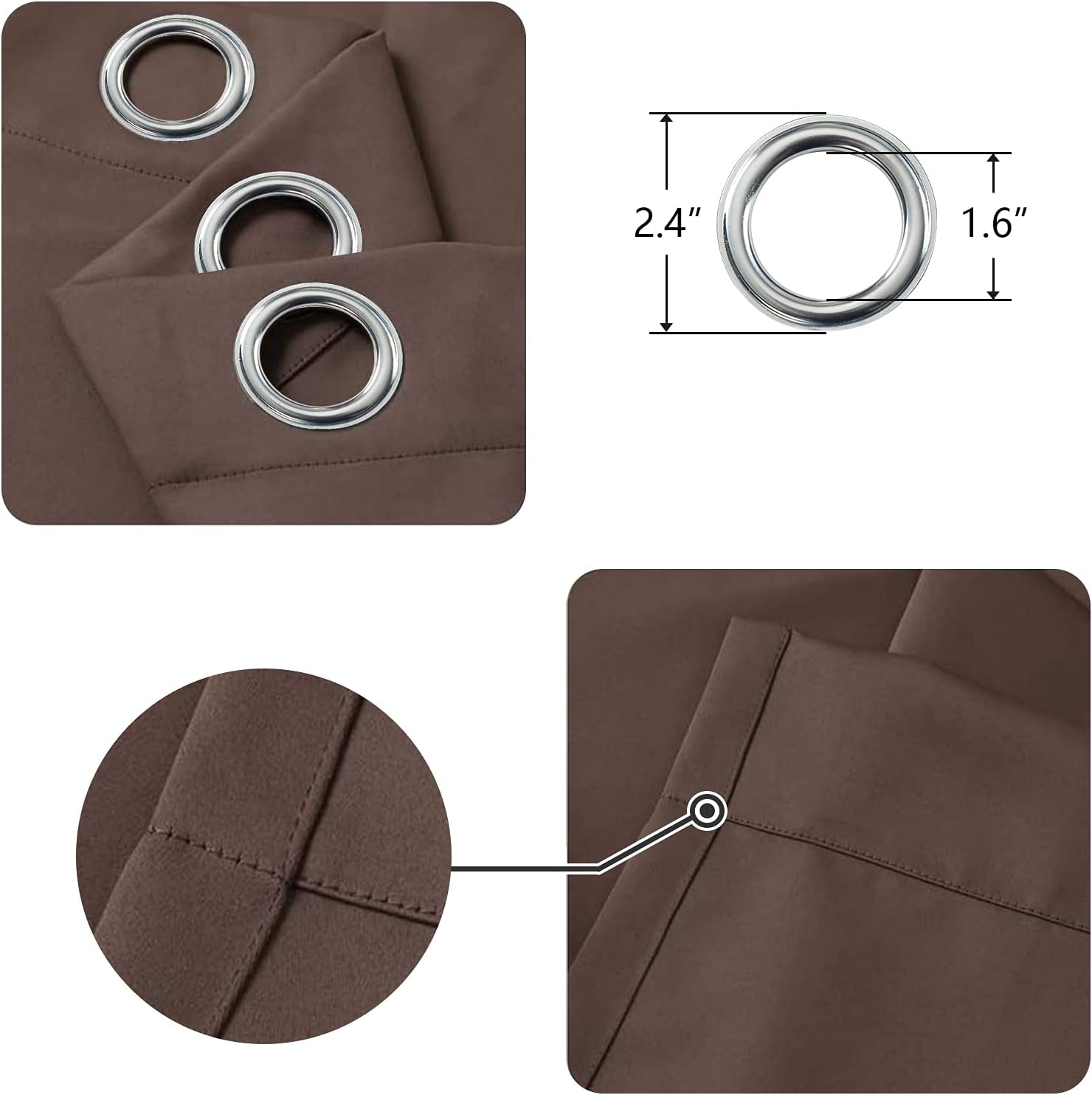 LIYAXUN 102 Inch Long Brown Grommet Curtains 1 Panel