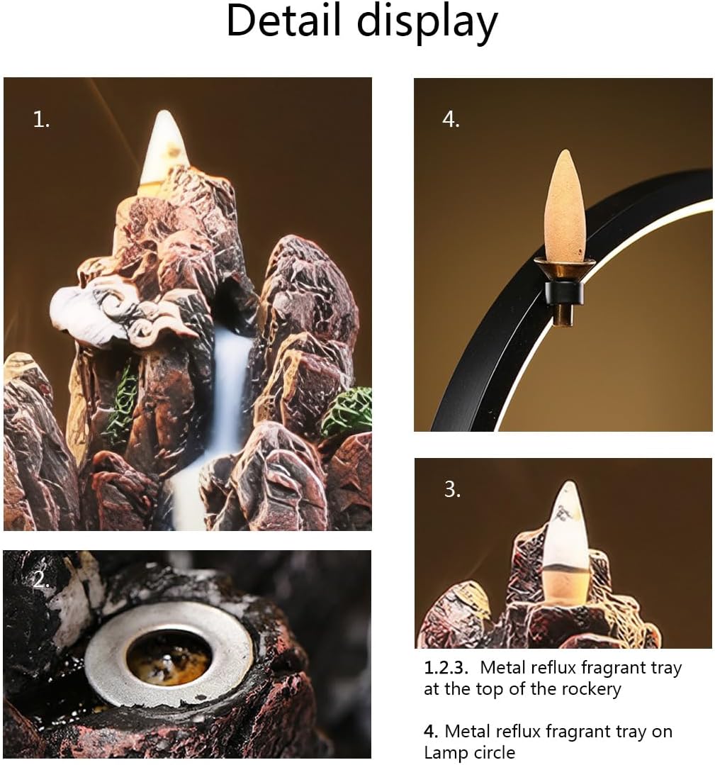 TXYXT Backflow Incense Burner with LED Light Ring