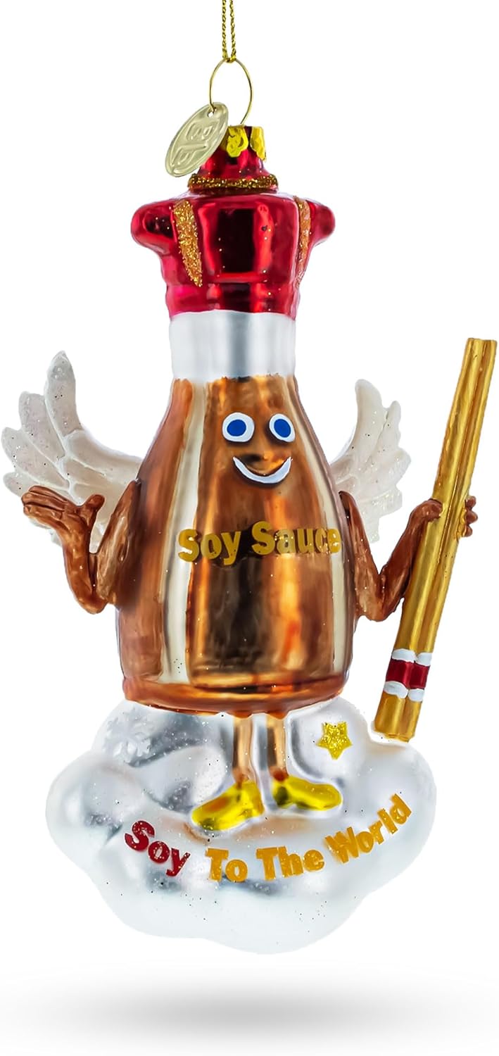 Savory Soy Sauce and Chopsticks Glass Ornament
