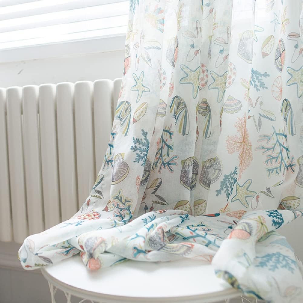 Iuokuby Cartoon Marine Embroidery Curtains Panel
