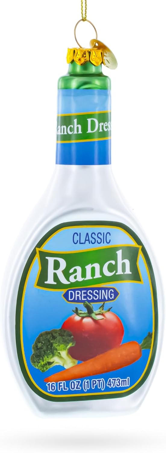 Ranch Dressing Bottle Glass Christmas Ornament