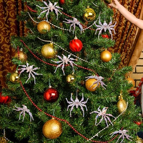 8 Pcs Crystal Christmas Spider Ornament Beaded Hanging Decorations