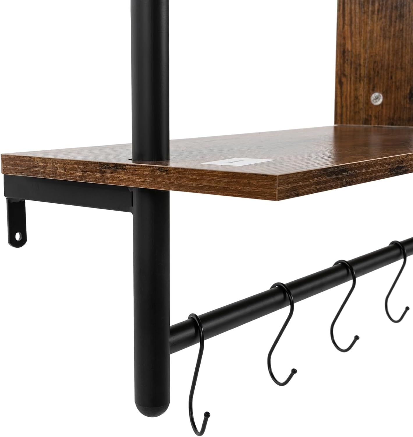 3 Tiers Wood Floating Shelving with Hooks